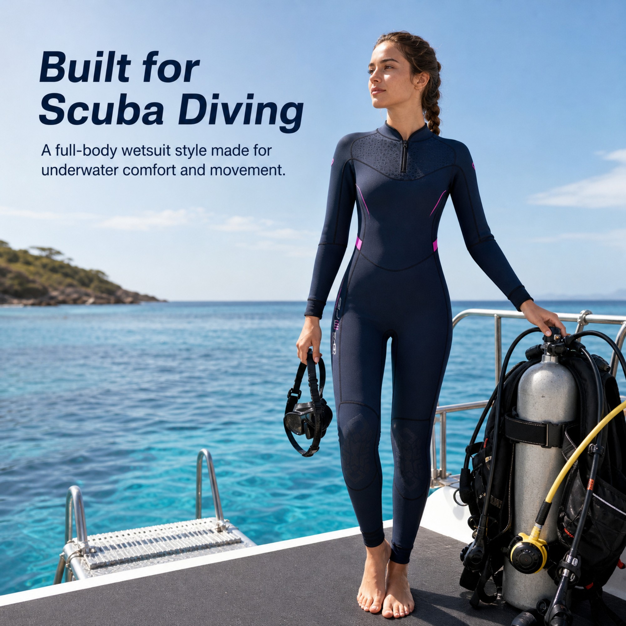 5MM Female Scuba Dive Back Zip Wetsuit